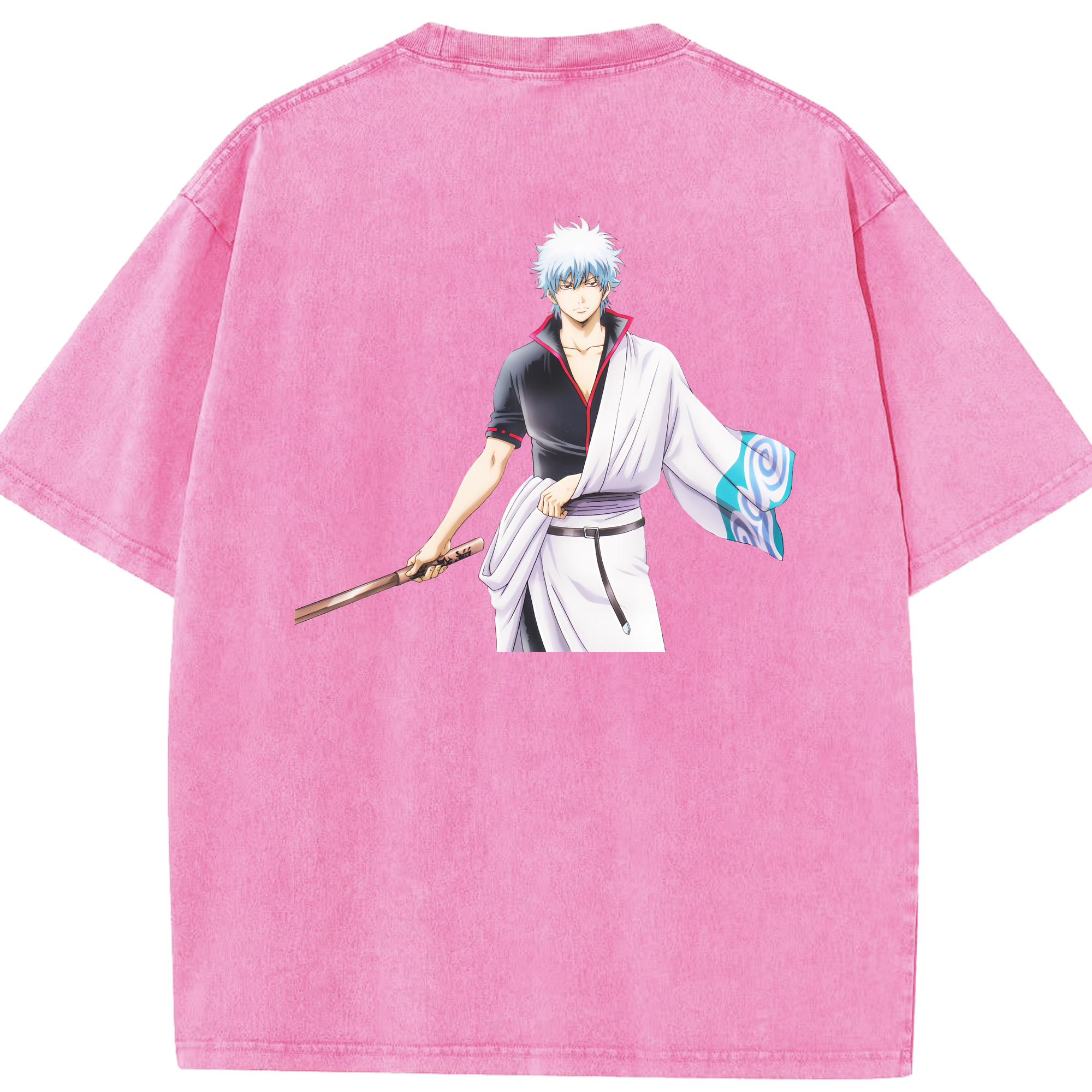 （画像用） ぎんたま 坂田銀時（さかたぎんとき） 神楽 志村新八（しむら しんぱち） GINTAMA Sakata Gintoki Kagura Shimura Shinpachi 綿100% ヴィンテージ風 半袖Tシャツ（背面プリント）